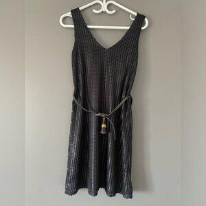 COCO & Tashi Knit Mini Dress Sz Medium Dark Blue Sleeveless V-Neck Belted